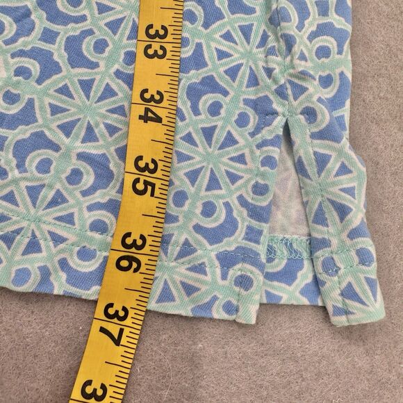 Vineyard Vines Midi Dress M Faux Wrap Geometric Blue Mint V Neck Stretch Viscose - Picture 9 of 11